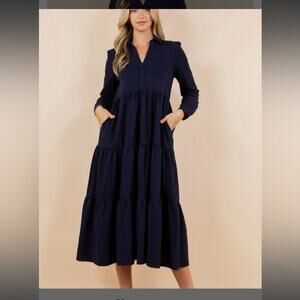 TCEC Tiered Midi Dress in Coral Size M
